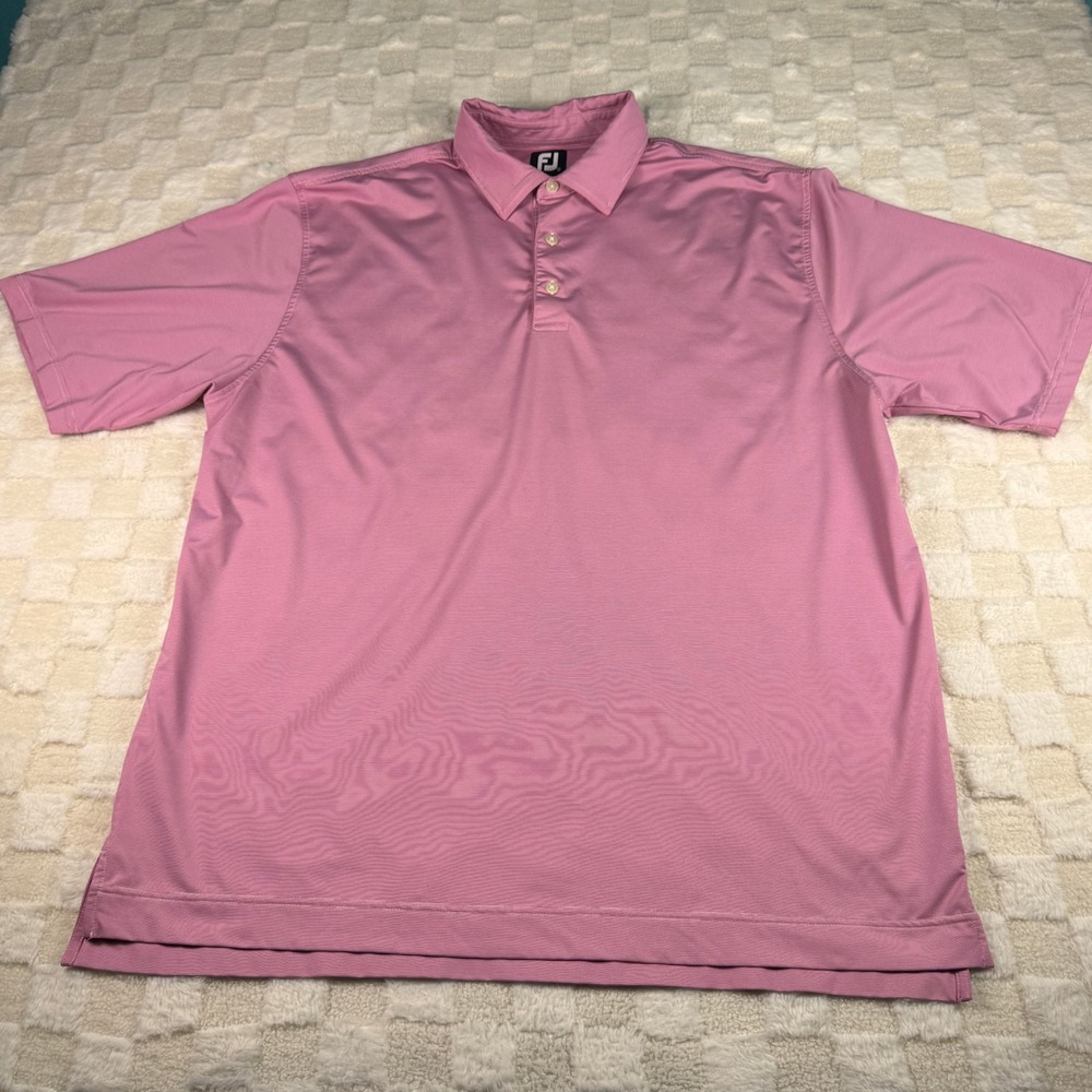 FootJoy ProDry Mens XXL Pink White Micro Stripe Golf‎ Polo Shirt Short Sleeve